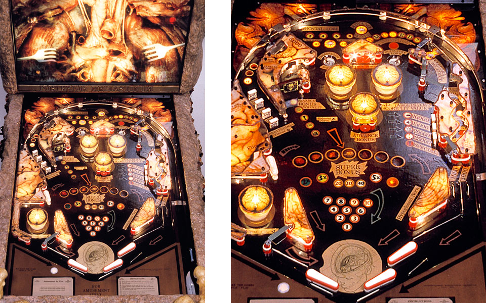 Marc Rubin, Enterdetainment for the United States of MInd, working pinball machine, mixed media, 13 x 6 x 5 ft.